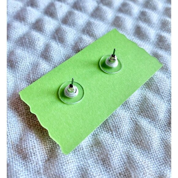 New Black & White Dot Textured Matte Retro 80s Style Circle Stud Earrings 0.75" - Picture 5 of 5